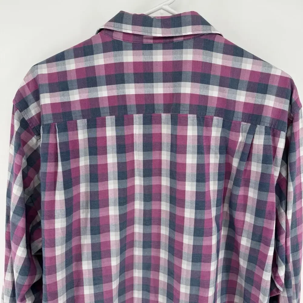 Tommy Bahama Stretch Long Sleeve Button Up Shirt Mens Large Fuchsia Blue Plaid - Picture 7 of 8